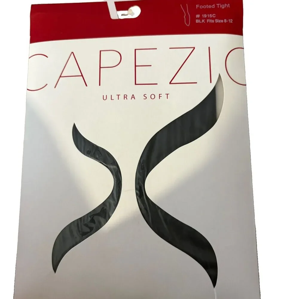 NEW Girls Capezio Footed Tights size 8 - 12 Black #1915C Dance Ballet 50-90 lbs